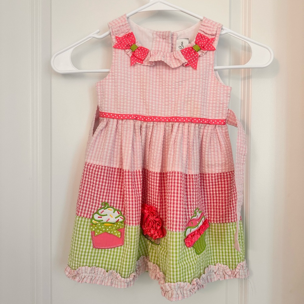 Emily Rose Pink and Green Dress with Bow Details